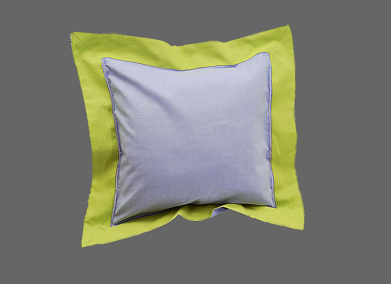 Baby Hemstitch Pillow Sham. Lavender with Hot Green border